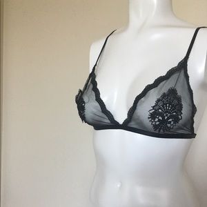 Black sheer handmade bralette lingerie Medium Sexy